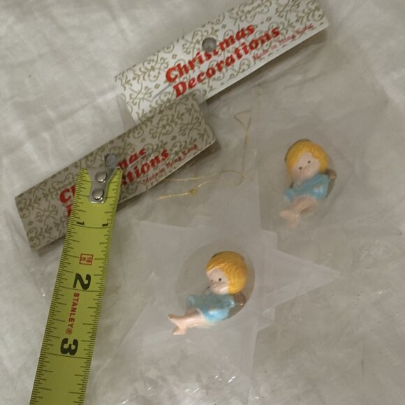 NIP Vintage Acrylic Lil Boy Angel Riding on Star Christmas Ornament Hong Kong - Picture 4 of 6
